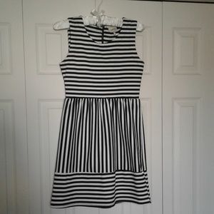 Black and White Striped Monteau Dress